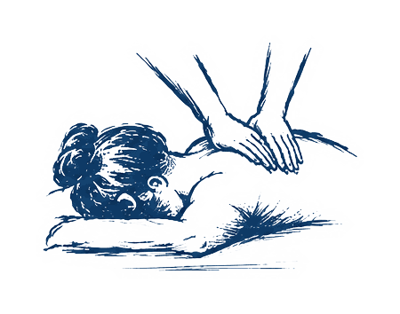 Illustration: Massage des oberen Rückens